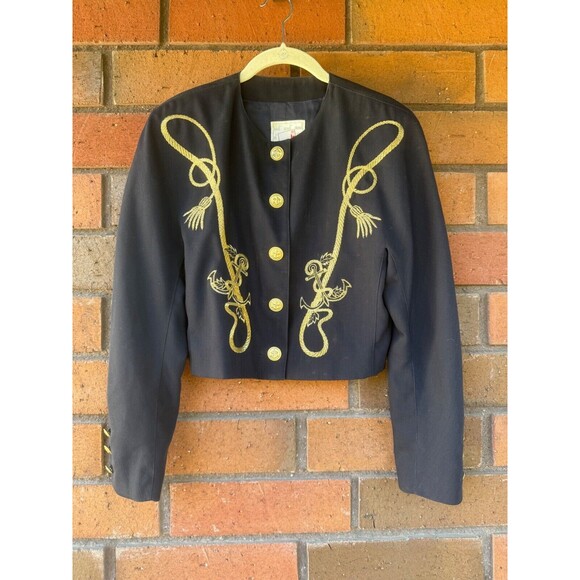 Mondi Jackets & Blazers - Mondi Nautical Cropped Blazer Marine Theme Rope Jacket | Navy | Size 36 - XS